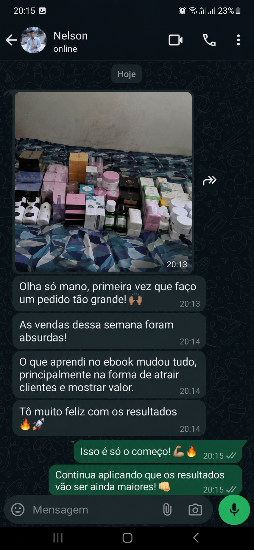Produtos do Nelson após aplicar o sistema